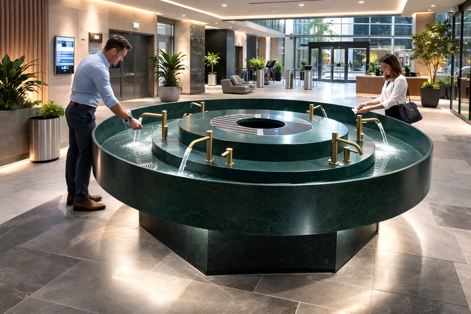 Lavabo de Corian® comunitario en color