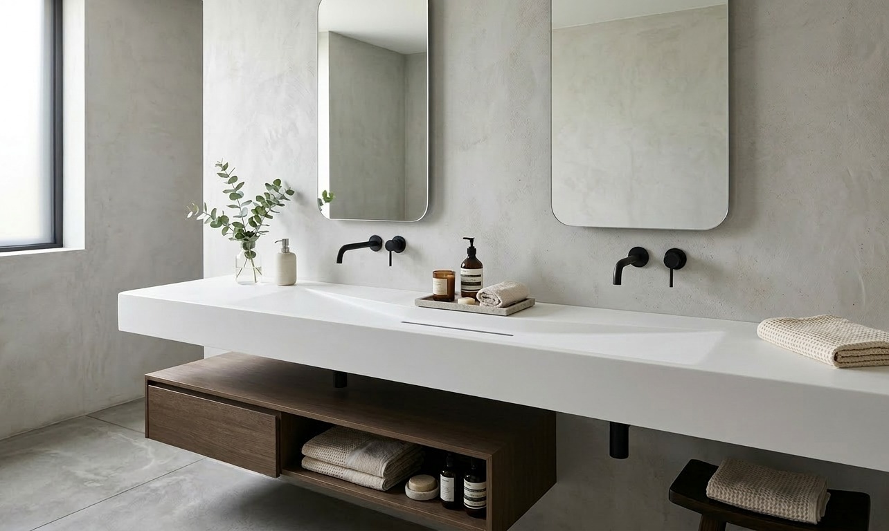 Encimera con lavabo suspendido