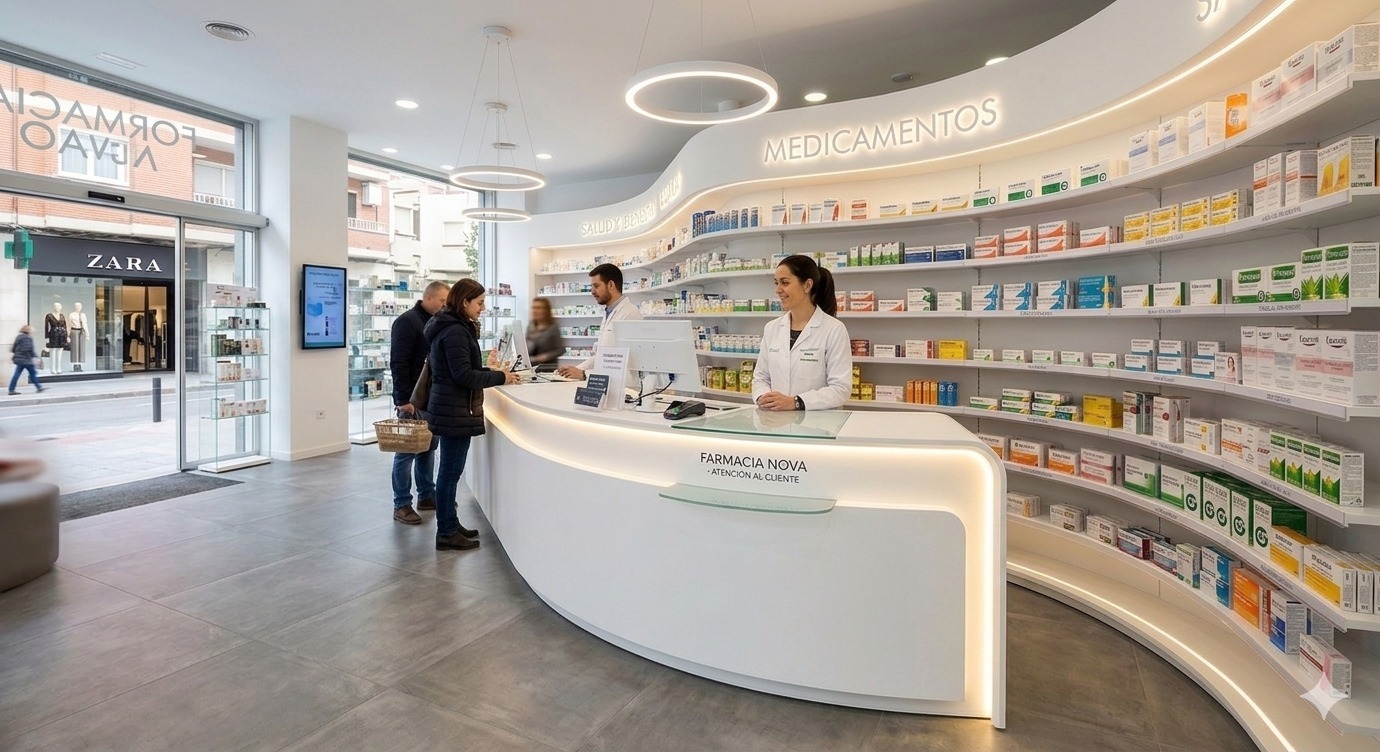 Mueble con estanterías Corian