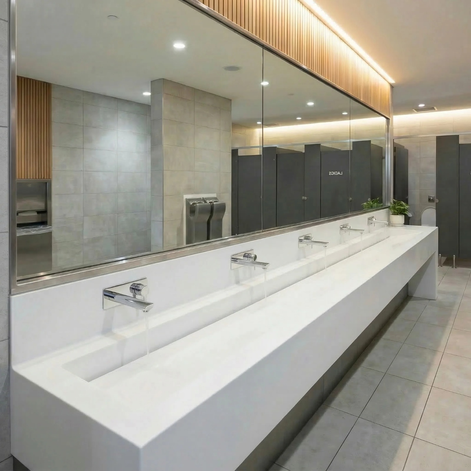 Lavabo comunitario de  Corian®