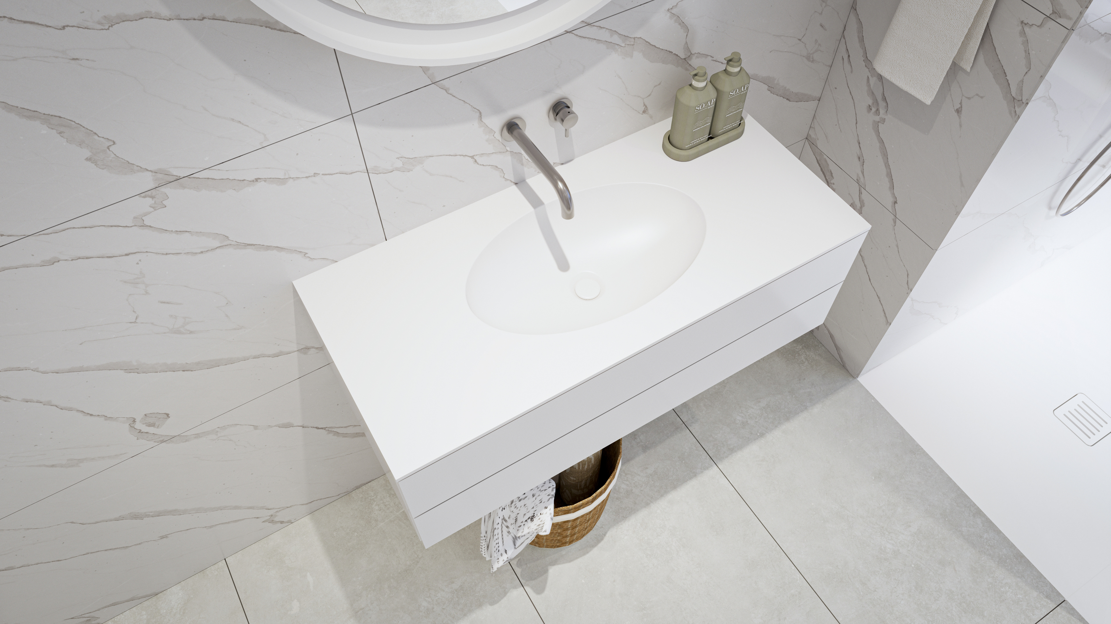 Encimera ovalada Integrado