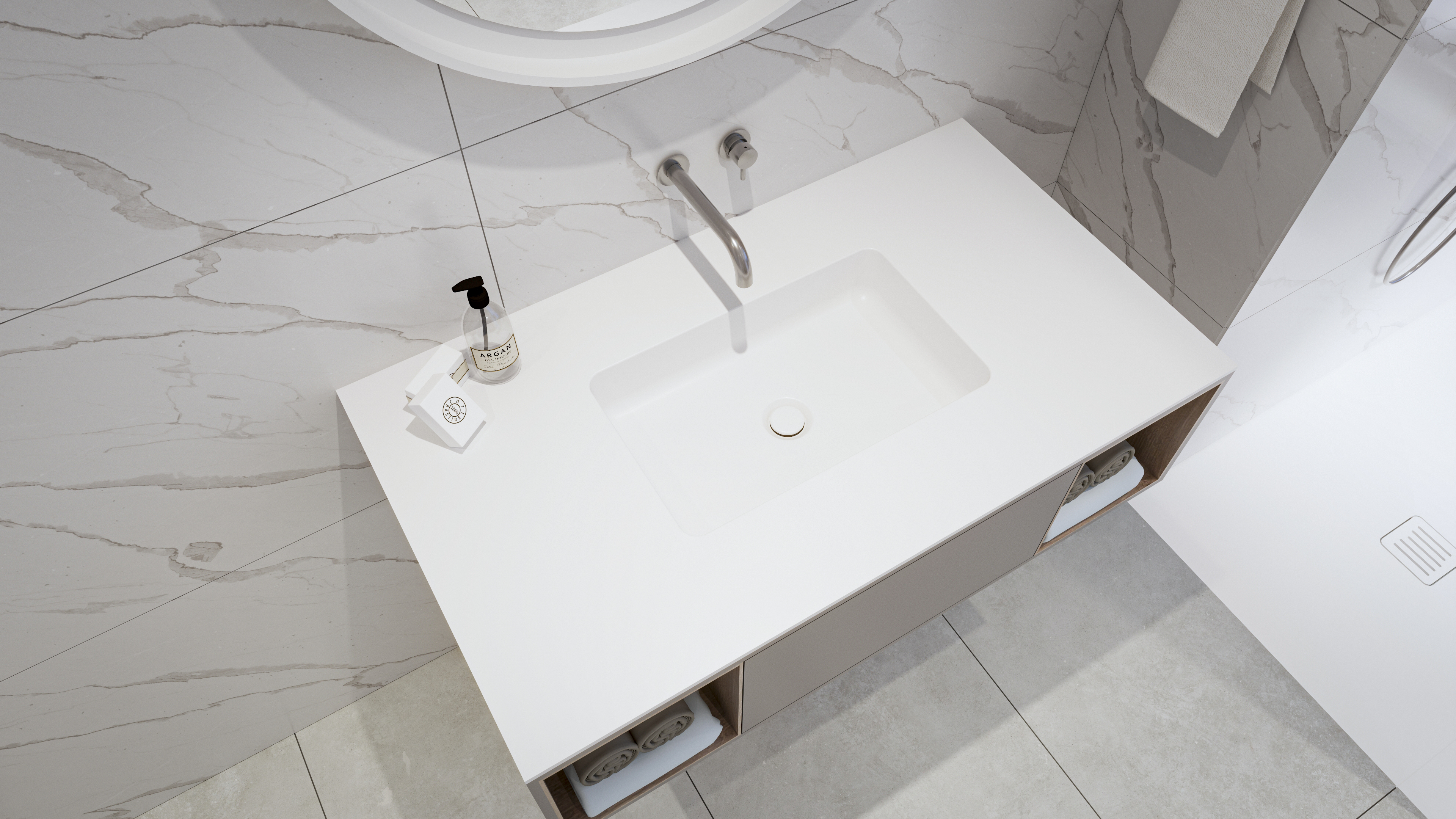 Encimera Corian con Lavabo Pegado - Imagen 1